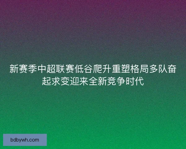 新赛季中超联赛低谷爬升重塑格局多队奋起求变迎来全新竞争时代